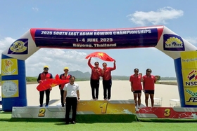 2 tuyển thủ Rowing người Quảng Trị đoạt 1 HCV, 2 HCB tại Giải đua thuyền Rowing vô địch Đông Nam Á năm 2025