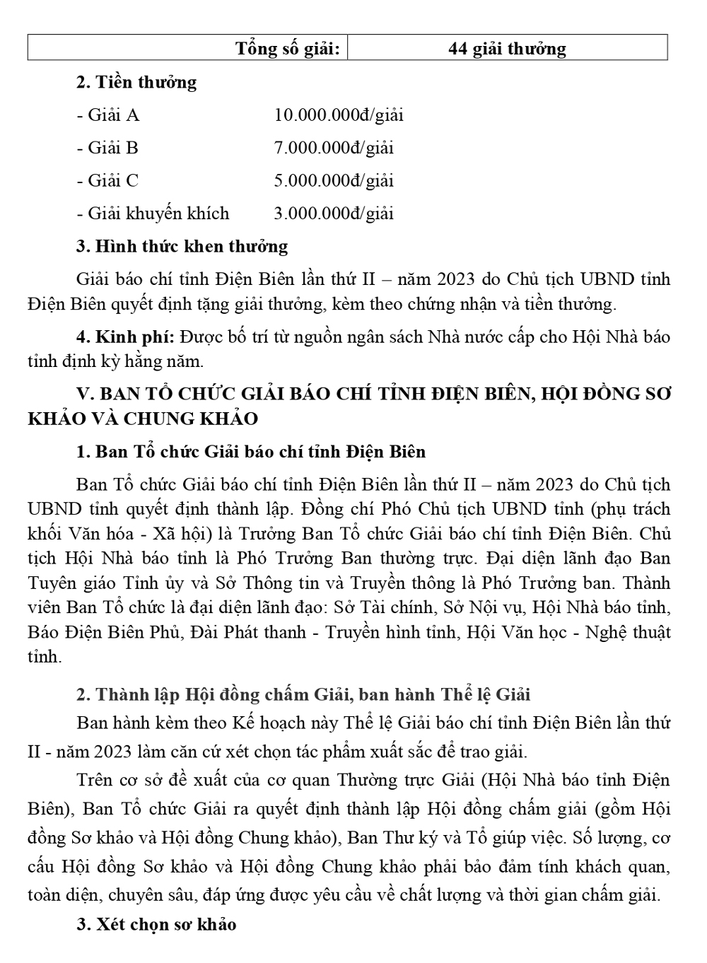 Kế hoạch Giải báo chí tỉnh Điện Biên lần thứ II - năm 2023