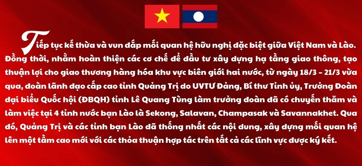Quảng Trị vun đắp tình hữu nghị và hợp tác toàn diện với các tỉnh bạn Lào