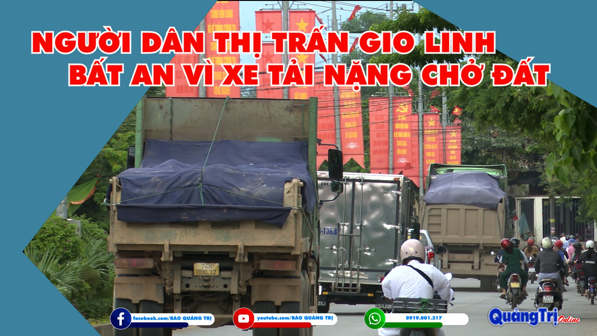 Người dân thị trấn Gio Linh bất an vì xe tải nặng chở đất