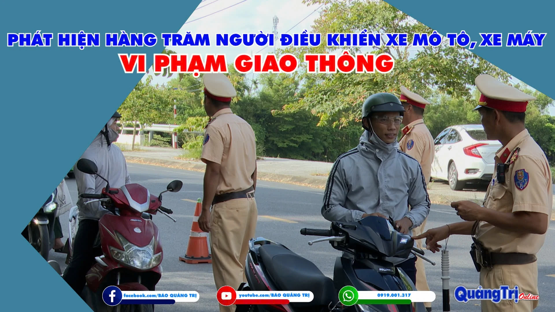 Phát hiện hàng trăm người điều khiển xe mô tô, xe máy vi phạm giao thông