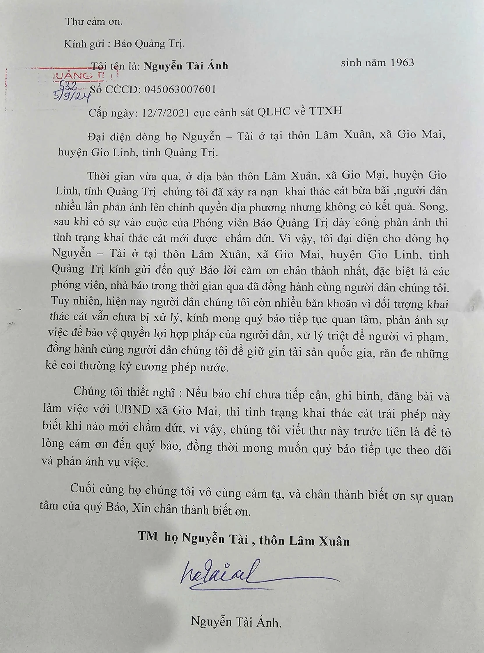 Xử lý khai thác cát trắng trái phép ở Gio Mai: Người dân cảm ơn Báo Quảng Trị