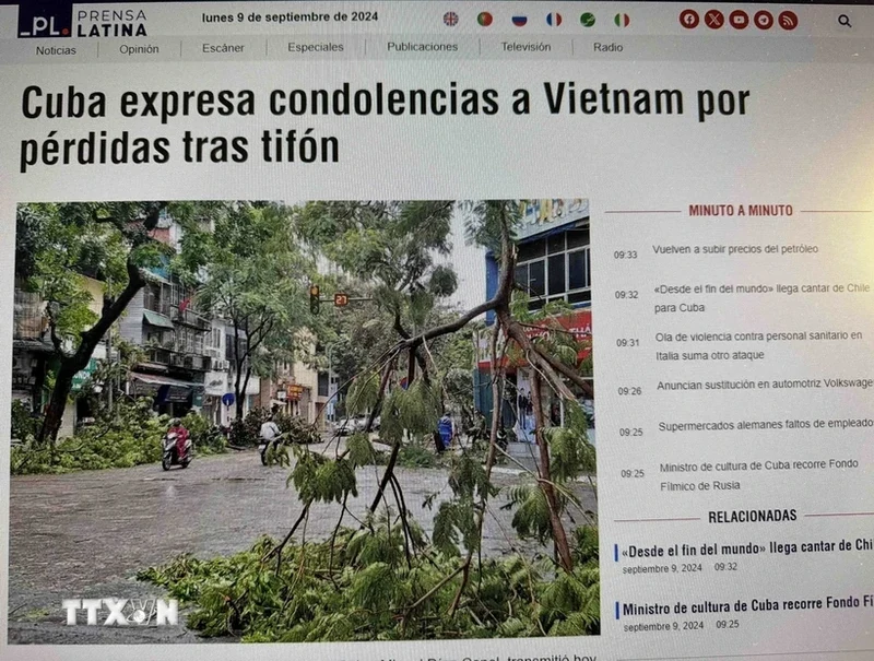 Cuba chia buồn với Việt Nam về thiệt hại do bão số 3 gây ra