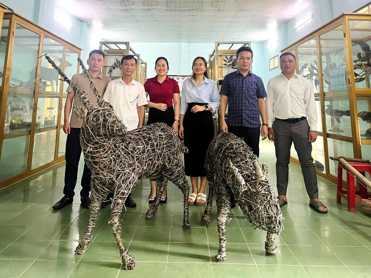 Sử dụng 4.000 dây bẫy thú rừng thu được để tạo hình tượng Sao La tuyên truyền bảo vệ động vật hoang dã