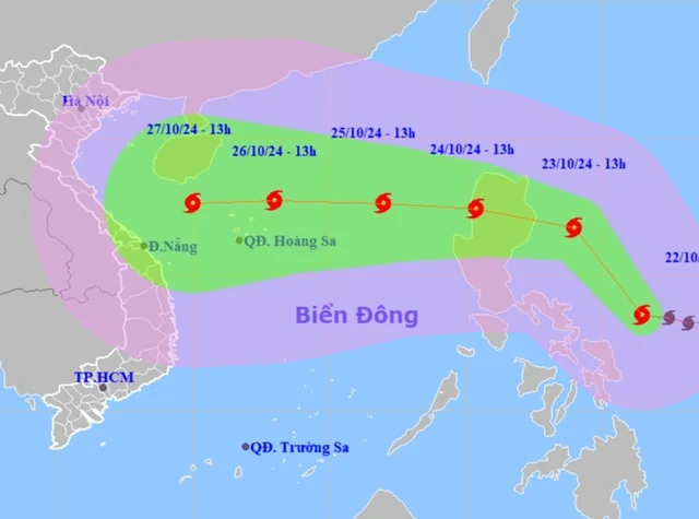 Bão Trami sẽ giật cấp 14, sóng biển cao 6 - 8 m, hướng vào Việt Nam