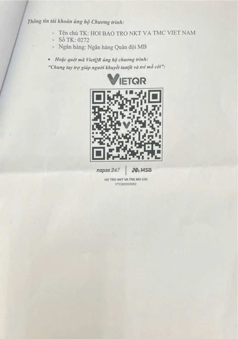 - Quét mã QR ủng hộ người khuyết tật và trẻ mồ côi