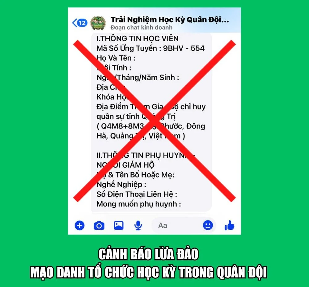Quảng Trị: Cảnh báo lừa đảo tham gia Chương trình “Học kỳ trong quân đội”