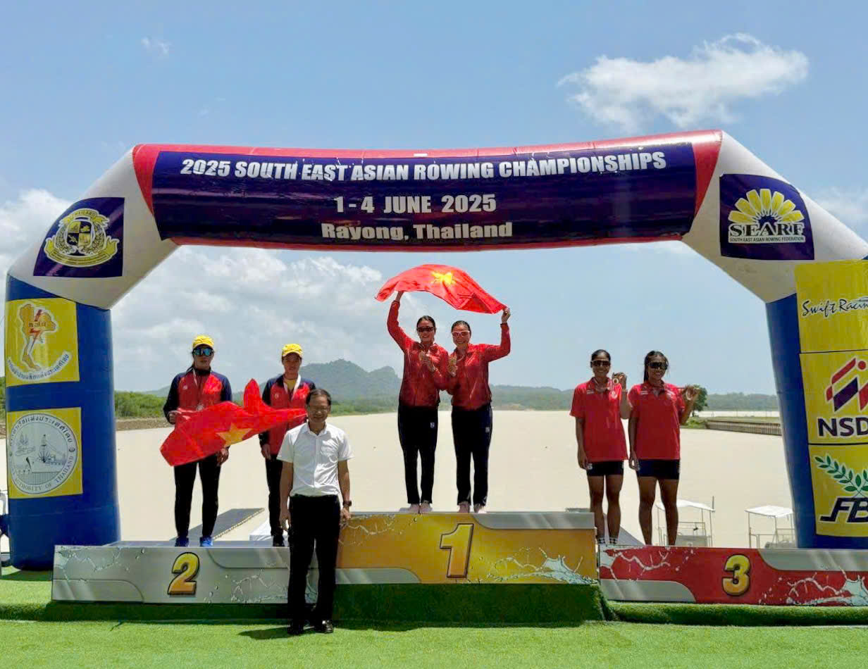 2 tuyển thủ Rowing người Quảng Trị đoạt 1 HCV, 2 HCB tại Giải đua thuyền Rowing vô địch Đông Nam Á năm 2025