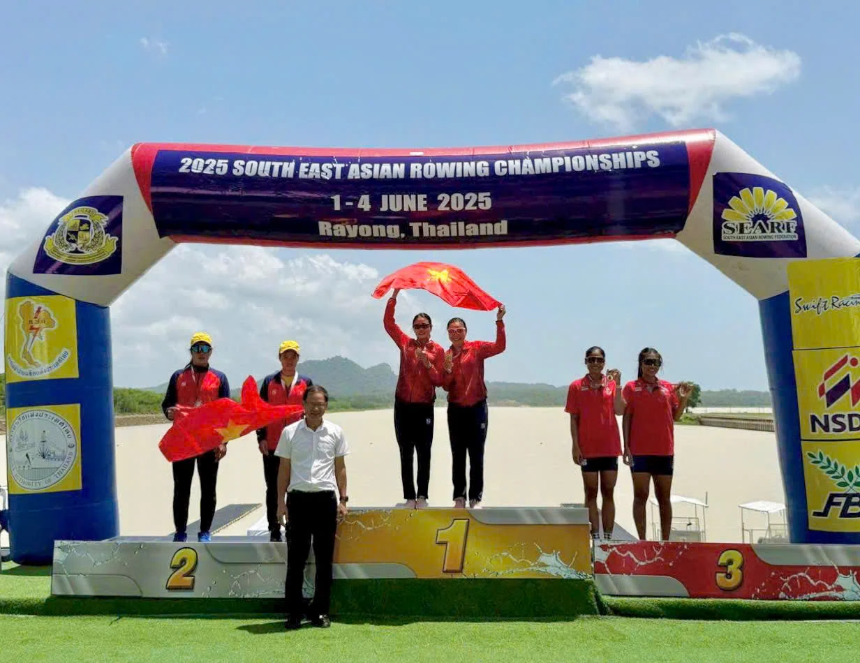 2 tuyển thủ Rowing người Quảng Trị đoạt 1 HCV, 2 HCB tại Giải đua thuyền Rowing vô địch Đông Nam Á năm 2025