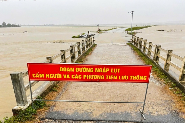 Vĩnh Linh: Một số tuyến đường bị ngập sâu